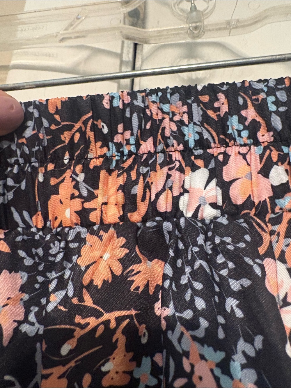 Floral Elastic-Waist Midi Skirt - Black with Peach & Blue Floral - Picture 4 of 4